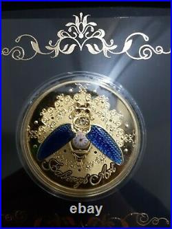 BEETLE WATCH ART OF FABERGE 2021 NIUE 1oz SILVER COIN 24K GOLD GILDED SWAROVSKI