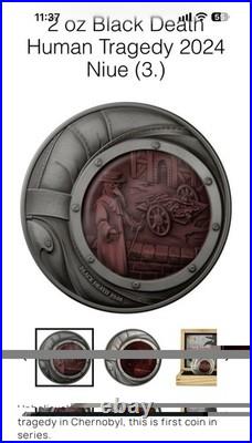 BLACK DEATH Human Tragedies 2 Oz Silver Coin 5$ Niue 2023 BLACK DEATH Human Tragedies 2 Oz Silver Coin 5$ Niue 2023