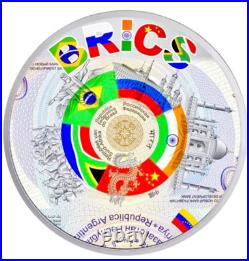 BRICS CURRENCY Bitcoin 1oz Silver Coin 2$ Niue 2024 100 Minted
