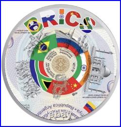 BRICS CURRENCY Bitcoin 1oz Silver Coin 2$ Niue 2024 100 Minted