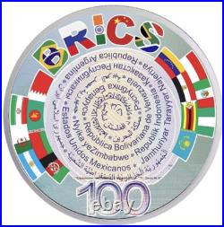 BRICS CURRENCY Bitcoin 1oz Silver Coin 2$ Niue 2024 100 Minted