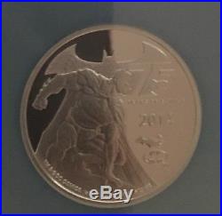 Batman 75th 2 oz PF 70 Silver $5 Coin 2014 Ultra Cameo