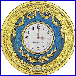 Blue Table Clock Faberge Art 1 oz Proof Silver Coin 1$ Niue 2022