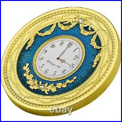 Blue Table Clock Faberge Art 1 oz Proof Silver Coin 1$ Niue 2022
