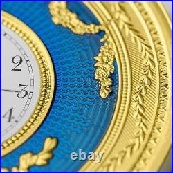 Blue Table Clock Faberge Art 1 oz Proof Silver Coin 1$ Niue 2022