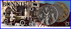 Bonnie and Clyde Gangster 2 oz Silver Antique Niue 2022 Second Coin in Series