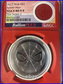 Bullion Plus Film Series 2023 Spider Man Collectible Silver Coin NGCX MS 9.9