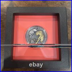 Bushido 2 oz. 999 Silver Coin Antiqued withGold Gilding Tigers 2021 Niue /500