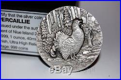 CAPERCAILLIE SWISS WILDLIFE 2$ Niue 2014 Silver Coin Ultra High Relief