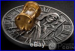 CARPE DIEM Grim Reaper Hourglass 2 Oz Silver Coin 5$ Niue 2018