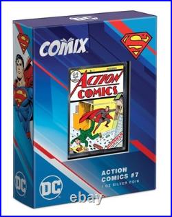COMIX Superman Action Comics #7 1 Oz Silver Coin $2 Niue 2024