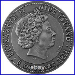 Coral Reef 2021 2 Oz Pure Silver High Relief Antique Finish Coin Niue