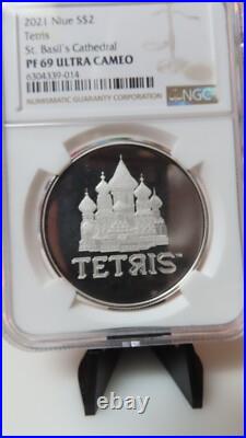 Custom for Mystery Niue 2021 Proof Tetris Cathedral 1 Oz Silver Coin NGC PF69