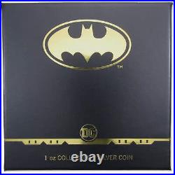 DC Batman Logo 1 oz. 999 Fine Silver $2 Colorized Proof Coin 2021 Niue COA
