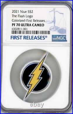 DC Comics Flash Emblem 1 Oz. Silver Coin 2021 Niue Ngc Pf70 First Releases