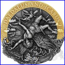 Daedalus & Icarus Mythology 2 oz. 999 silver antique finish Niue coin 2021
