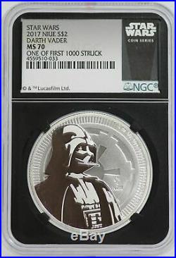 Darth Vader 2017 Star Wars 1 oz Silver Coin NGC MS70 1st 1,000 Struck Niue JC846