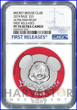 Disney Mickey Mouse Club Ultra High Relief 2 Oz. Coin Ngc Pf70 First Release