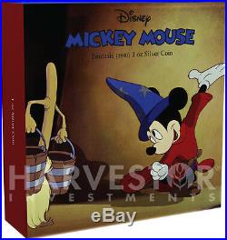 Disney Mickey Through The Ages Fantasia 1 Oz. Silver Coin 4th In Series