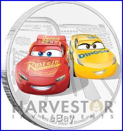 Disney Pixar Cars 3 Lightening Mcqueen & Cruz Ramirez 1 Oz. Silver Coin Ogp