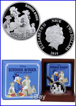 Disney's Scrooge McDuck $2 NIUE 1 oz Silver Coin. 999 Fine Pure Ag Silver