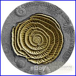 EVOLUTION OF EARTH NUMMULITES 2017 2 oz Pure Silver High Relief Coin NIUE