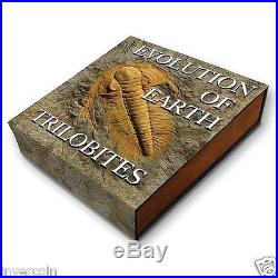 Evolution of Earth Trilobites $2 dollar 2oz Silver Gold Plated Coin Niue 2016