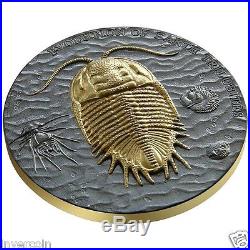Evolution of Earth Trilobites $2 dollar 2oz Silver Gold Plated Coin Niue 2016