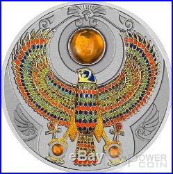 FALCON OF TUTANKHAMUN Horus Amber 2 Oz Silver Coin 2$ Niue 2017