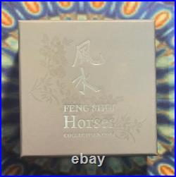 FENG SHUI HORSES 2014 Niue $5 1oz. 999 Fine Silver Proof Colorized Coin with COA