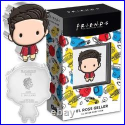 FRIENDS Ross Geller Chibi Fine Silver $2 Proof Niue 2022 COA SKUOPC54