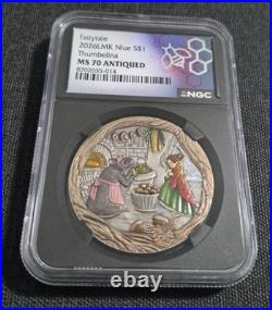 Fairytale 2026LMK Niue S$1 Thumbelina NGC MS 70 Antiqued 1 oz. 999 Fine Silver