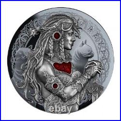 Freya Goddesses of Love 2 oz Black Proof 999 Silver Coin 5$ Niue 2022