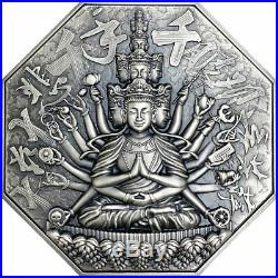 GODDESS OF MERCY WITH ONE THOUSAND HANDS 5 Oz Silver Coin 10$ Niue 2020