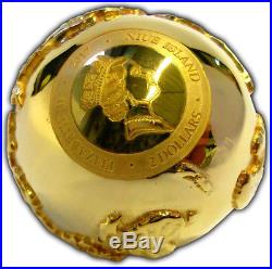 GOLDEN DIAMOND GLOBE FIRST 3D 2 OZ Silver Coin Niue with a Real Diamond in USA
