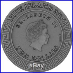HEPHAESTUS GREEK GOD 2019 2 oz Pure Ultra High Relief Silver Coin Antique Niue