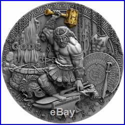 HEPHAESTUS GREEK GOD 2019 2 oz Pure Ultra High Relief Silver Coin Antique Niue