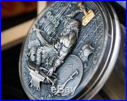 Hephaestus Greek Gods 2019 2 Oz Pure Ultra High Relief Silver Coin Niue Box Coa