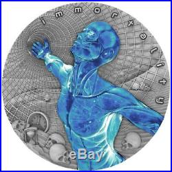 IMMORTALITY CODE OF THE FUTURE 2018 2 oz Pure Silver Antique Finish Coin NIUE