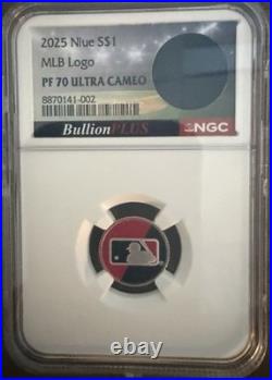 Joe DiMaggio Fragment 2025 Niue $1 MLB Logo 1/10oz. 999 Silver Proof NGC PF70 UC