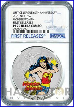 Justice League 60th Ann. Wonder Woman Silver Coin Ngc Pf70 First Release