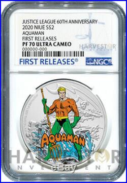 Justice League 60th Anniversary Aquaman Silver Coin Ngc Pf70 First Release