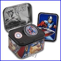 LIMITED 2014 $2 Niue 1oz. 999 silver proof coin, Avengers Marvel CAPTAIN AMERICA