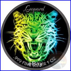 LION LEOPARD TIGER Black Neon Collection 3x 1 Oz Silver Coin 5$ Niue 2016