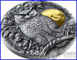 LONG EARED OWL Asio Otus 2 Oz Silver Coin 5$ Niue 2019