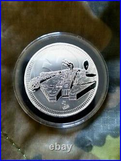 LOT of 2021 Star Wars MILLENNIUM FALCON Silver Coins 2(TWO) Different shape 1oz