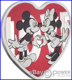 LOVE Heart Shape Mickey Minnie Mouse Disney 1 Oz Silver Coin 2$ Niue 2018