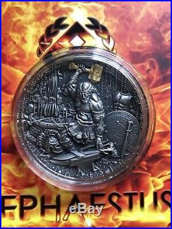 Last One Hephaestus Greek Gods 2019 2 Oz Pure Ultra High Relief Silver Coin Niue