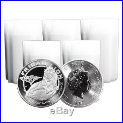 Lot of 100 2017 $2 Niue Silver African Lion. 999 1 oz Brilliant Uncirculated 5