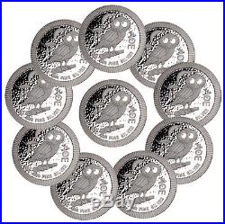 Lot of 10 2017 Niue 1 Troy oz. 999 Silver Athenian Owl $2 Coin SKU45877